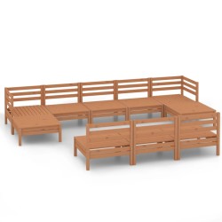 vidaXL 10-tlg. Garten-Lounge-Set Honigbraun Massivholz Kiefer