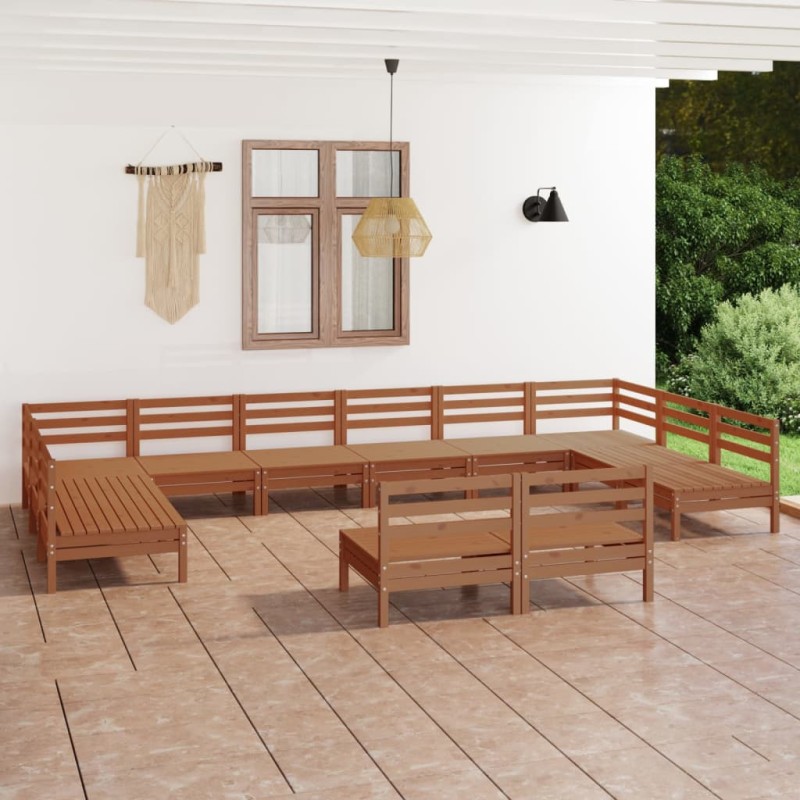vidaXL 12-tlg. Garten-Lounge-Set Honigbraun Massivholz Kiefer vidaXL 12-tlg. Garten-Lounge-Set Honigbraun Massivholz Kiefer