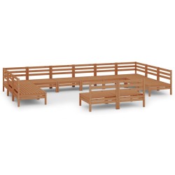 vidaXL 12-tlg. Garten-Lounge-Set Honigbraun Massivholz Kiefer
