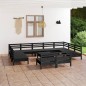 vidaXL 12-tlg. Garten-Lounge-Set Schwarz Massivholz Kiefer vidaXL 12-tlg. Garten-Lounge-Set Schwarz Massivholz Kiefer