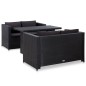 3-tlg. Garten-Lounge-Set mit Auflagen Poly Rattan Schwarz 3-tlg. Garten-Lounge-Set mit Auflagen Poly Rattan Schwarz