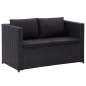 3-tlg. Garten-Lounge-Set mit Auflagen Poly Rattan Schwarz 3-tlg. Garten-Lounge-Set mit Auflagen Poly Rattan Schwarz