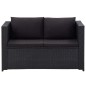3-tlg. Garten-Lounge-Set mit Auflagen Poly Rattan Schwarz 3-tlg. Garten-Lounge-Set mit Auflagen Poly Rattan Schwarz
