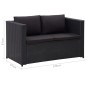 3-tlg. Garten-Lounge-Set mit Auflagen Poly Rattan Schwarz 3-tlg. Garten-Lounge-Set mit Auflagen Poly Rattan Schwarz