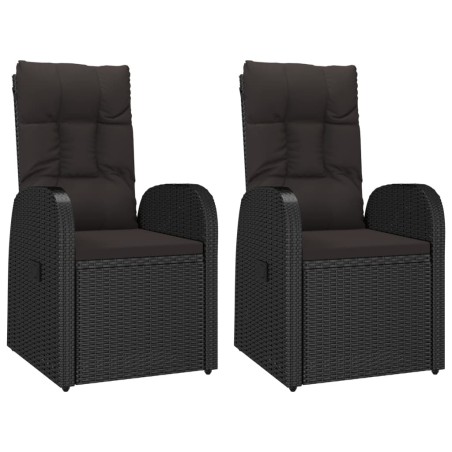 vidaXL Garten-Liegestühle 2 Stk. mit Auflagen Poly Rattan Schwarz