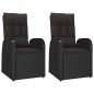 vidaXL Garten-Liegestühle 2 Stk. mit Auflagen Poly Rattan Schwarz vidaXL Garten-Liegestühle 2 Stk. mit Auflagen Poly Rattan Schwarz