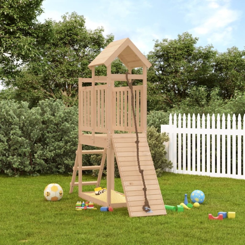vidaXL Spielturm mit Kletterwand Massivholz Kiefer vidaXL Spielturm mit Kletterwand Massivholz Kiefer