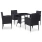 vidaXL 5-tlg. Garten-Essgruppe Poly Rattan Schwarz vidaXL 5-tlg. Garten-Essgruppe Poly Rattan Schwarz