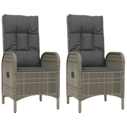 Gartenstühle 2 Stk. Poly Rattan Grau