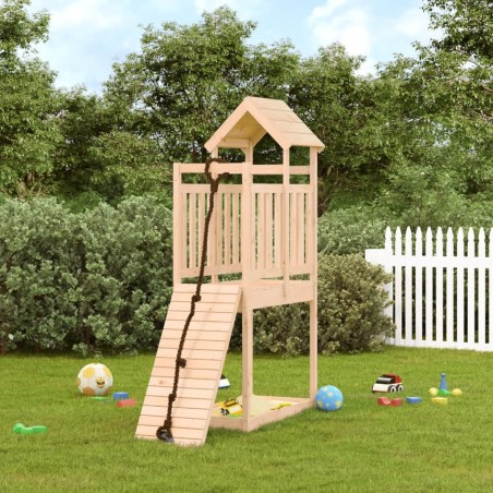 vidaXL Spielturm mit Kletterwand Massivholz Kiefer