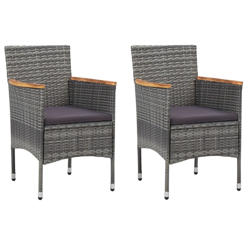 Garten-Essstühle 2 Stk. Poly Rattan Grau Garten-Essstühle 2 Stk. Poly Rattan Grau