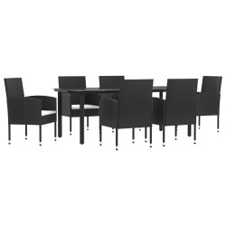 vidaXL 7-tlg. Garten-Essgruppe Schwarz Poly Rattan und Stahl