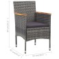 Garten-Essstühle 2 Stk. Poly Rattan Grau Garten-Essstühle 2 Stk. Poly Rattan Grau