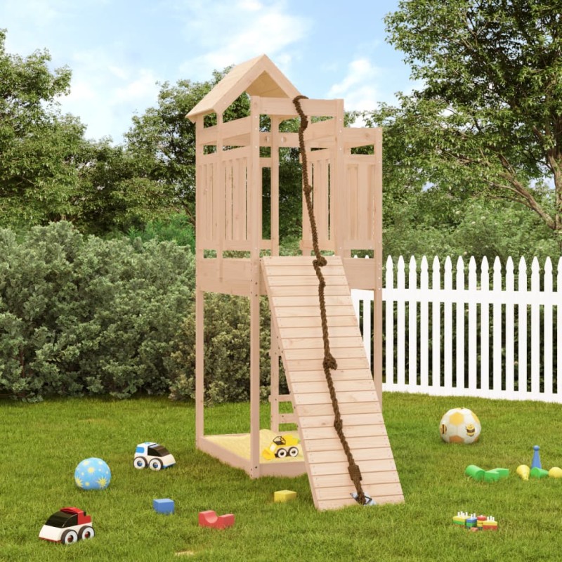 vidaXL Spielturm mit Kletterwand Massivholz Kiefer vidaXL Spielturm mit Kletterwand Massivholz Kiefer