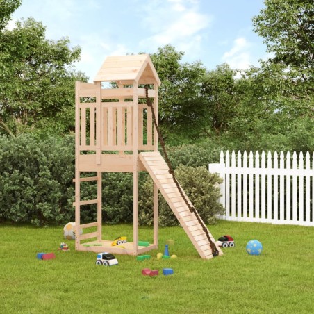 vidaXL Spielturm mit Kletterwand Massivholz Kiefer