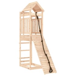 vidaXL Spielturm mit Kletterwand Massivholz Kiefer