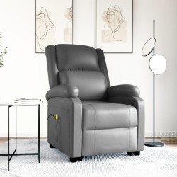 vidaXL Massagesessel mit Aufstehhilfe Grau Kunstleder