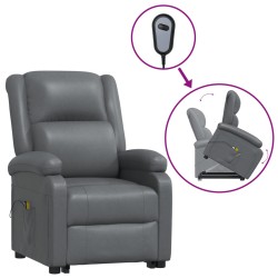 vidaXL Massagesessel mit Aufstehhilfe Grau Kunstleder