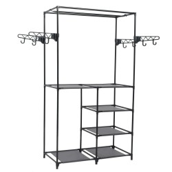 vidaXL Kleiderständer Stahl und Vliesstoff 87x44x158 cm Schwarz
