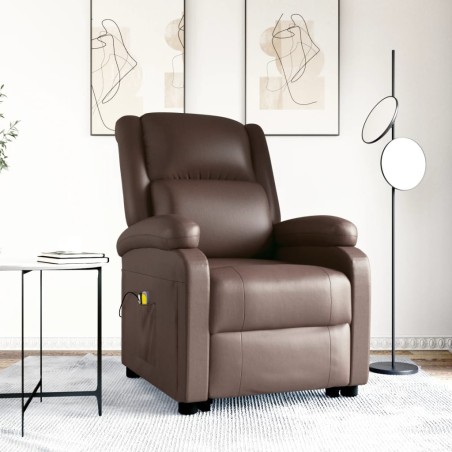 vidaXL Massagesessel mit Aufstehhilfe Braun Kunstleder