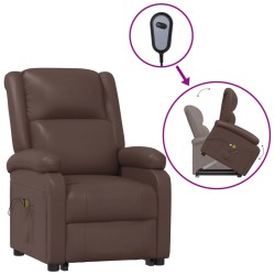 vidaXL Massagesessel mit Aufstehhilfe Braun Kunstleder