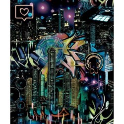 Good Vibes Tapete Skyscrapers City Icons Schwarz und Lila