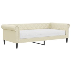 vidaXL Tagesbett mit Matratze Creme 90x200 cm Kunstleder
