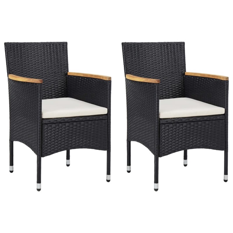 vidaXL Garten-Essstühle 2 Stk. Poly Rattan Schwarz vidaXL Garten-Essstühle 2 Stk. Poly Rattan Schwarz