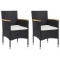 vidaXL Garten-Essstühle 2 Stk. Poly Rattan Schwarz vidaXL Garten-Essstühle 2 Stk. Poly Rattan Schwarz