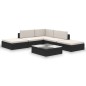 vidaXL 6-tlg. Garten-Lounge-Set mit Auflagen Poly Rattan Schwarz vidaXL 6-tlg. Garten-Lounge-Set mit Auflagen Poly Rattan Schwarz