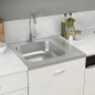vidaXL Spüle mit Abtropffläche Set Silbern 600x600x155 mm Edelstahl vidaXL Spüle mit Abtropffläche Set Silbern 600x600x155 mm Edelstahl