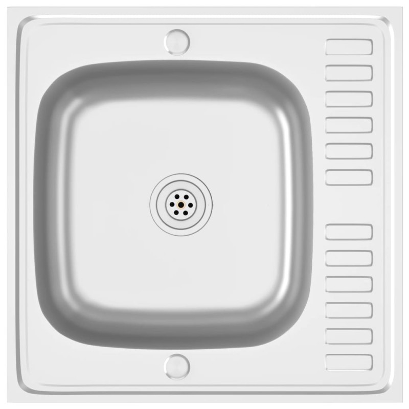 vidaXL Spüle mit Abtropffläche Set Silbern 600x600x155 mm Edelstahl vidaXL Spüle mit Abtropffläche Set Silbern 600x600x155 mm Edelstahl