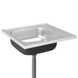 vidaXL Spüle mit Abtropffläche Set Silbern 600x600x155 mm Edelstahl