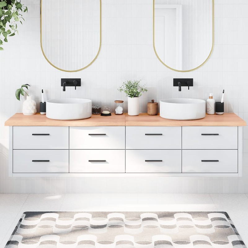 vidaXL Waschtischplatte Hellbraun 220x60x4 cm Massivholz Behandelt vidaXL Waschtischplatte Hellbraun 220x60x4 cm Massivholz Behandelt