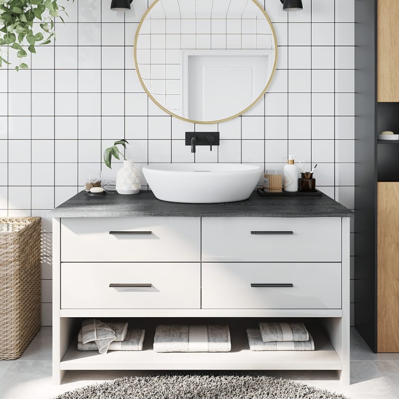 vidaXL Waschtischplatte Dunkelgrau 100x50x2 cm Massivholz Behandelt vidaXL Waschtischplatte Dunkelgrau 100x50x2 cm Massivholz Behandelt