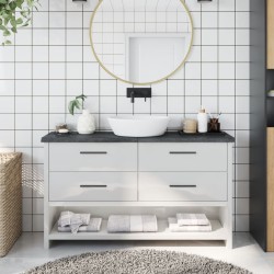 vidaXL Waschtischplatte Dunkelgrau 120x30x4 cm Massivholz Behandelt