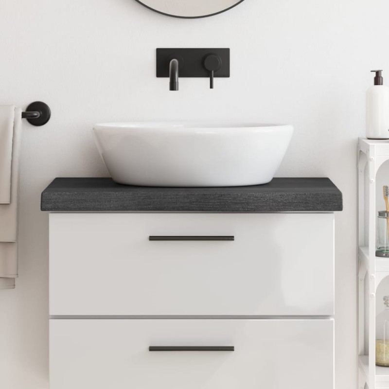 vidaXL Waschtischplatte Dunkelgrau 80x30x6 cm Massivholz Behandelt vidaXL Waschtischplatte Dunkelgrau 80x30x6 cm Massivholz Behandelt