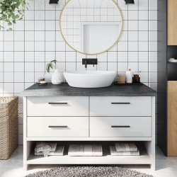vidaXL Waschtischplatte Dunkelgrau 100x60x6 cm Massivholz Behandelt