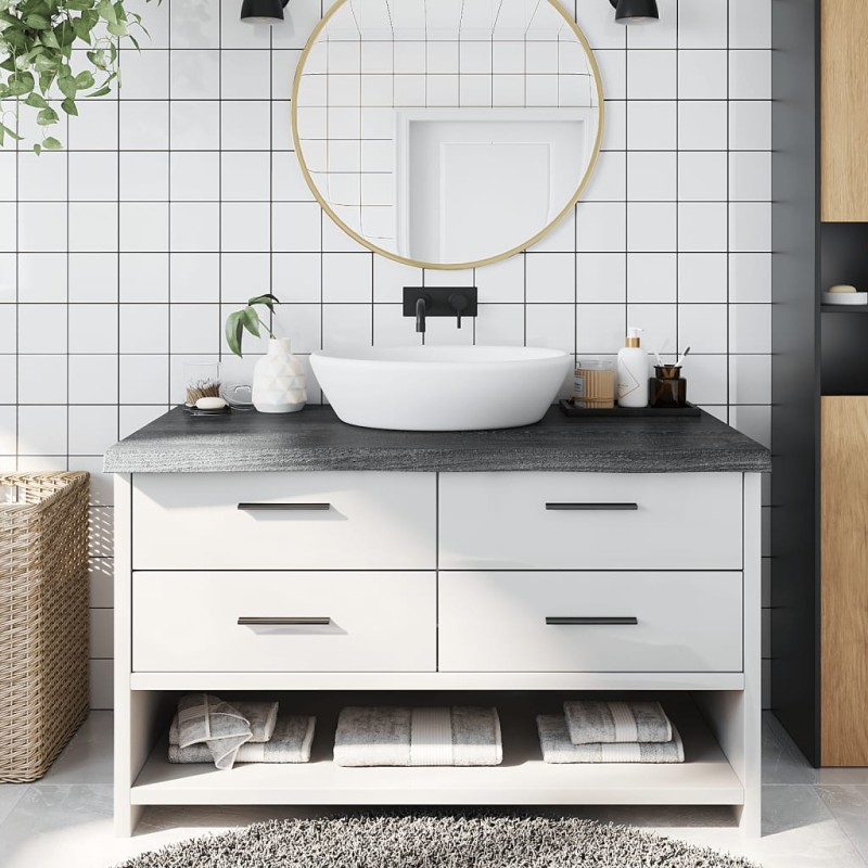 vidaXL Waschtischplatte Dunkelgrau 100x60x6 cm Massivholz Behandelt