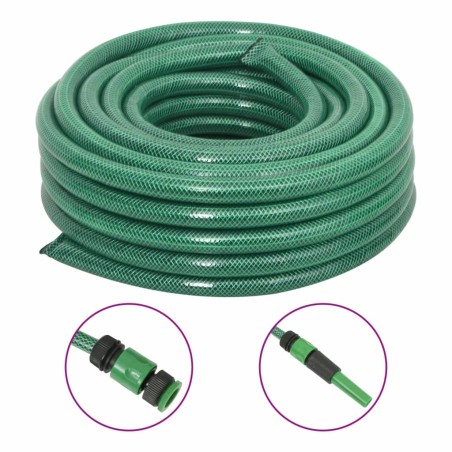 vidaXL Gartenschlauch mit Armaturen-Set Grün 0,9" 30 m PVC