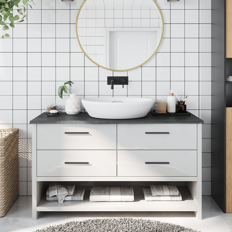 vidaXL Waschtischplatte Dunkelgrau 100x30x2 cm Massivholz Behandelt vidaXL Waschtischplatte Dunkelgrau 100x30x2 cm Massivholz Behandelt