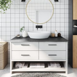 vidaXL Waschtischplatte Dunkelgrau 100x50x4 cm Massivholz Behandelt