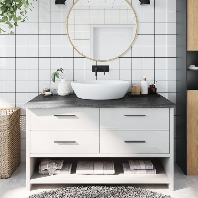 vidaXL Waschtischplatte Dunkelgrau 100x50x4 cm Massivholz Behandelt vidaXL Waschtischplatte Dunkelgrau 100x50x4 cm Massivholz Behandelt