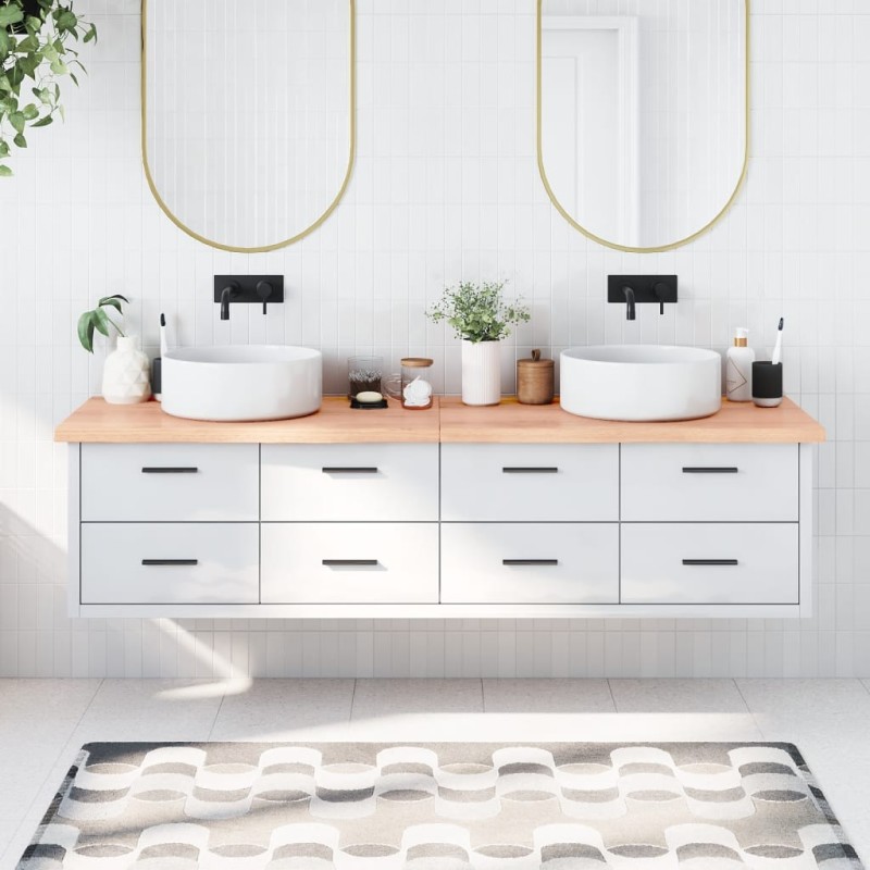 vidaXL Waschtischplatte Hellbraun 200x60x4 cm Massivholz Behandelt vidaXL Waschtischplatte Hellbraun 200x60x4 cm Massivholz Behandelt