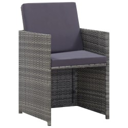 5-tlg. Garten-Essgruppe Poly Rattan Akazie Massivholz Anthrazit