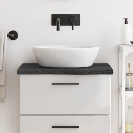vidaXL Waschtischplatte Dunkelgrau 60x60x4 cm Massivholz Behandelt