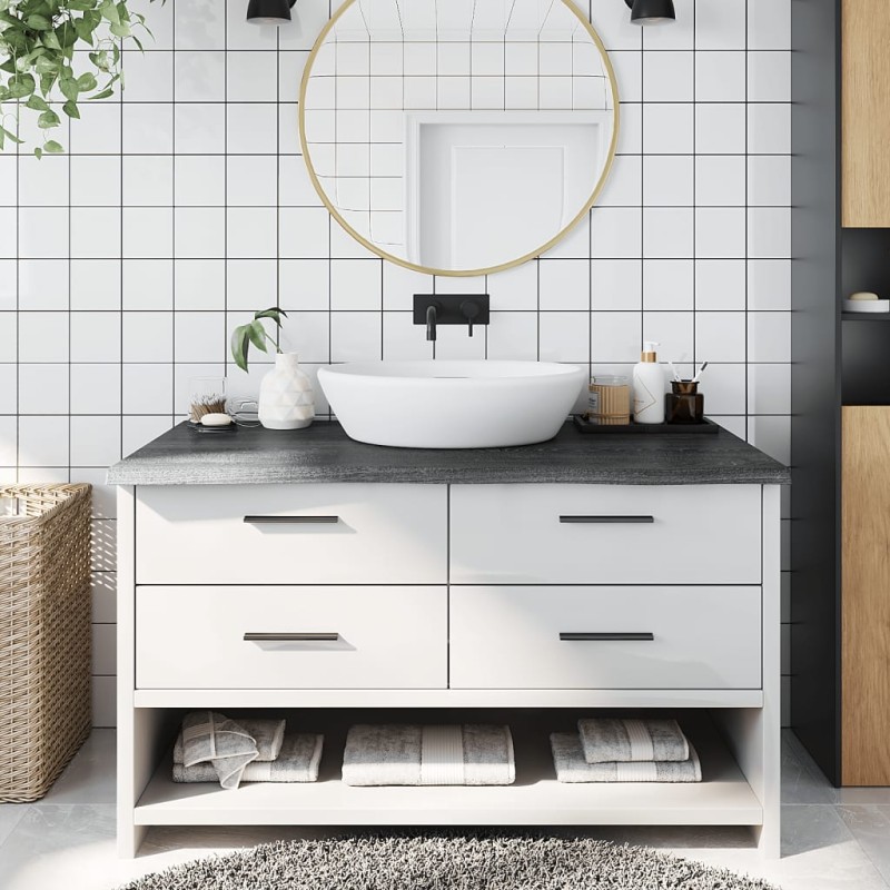vidaXL Waschtischplatte Dunkelgrau 100x60x4 cm Massivholz Behandelt vidaXL Waschtischplatte Dunkelgrau 100x60x4 cm Massivholz Behandelt