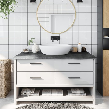 vidaXL Waschtischplatte Dunkelgrau 100x60x4 cm Massivholz Behandelt
