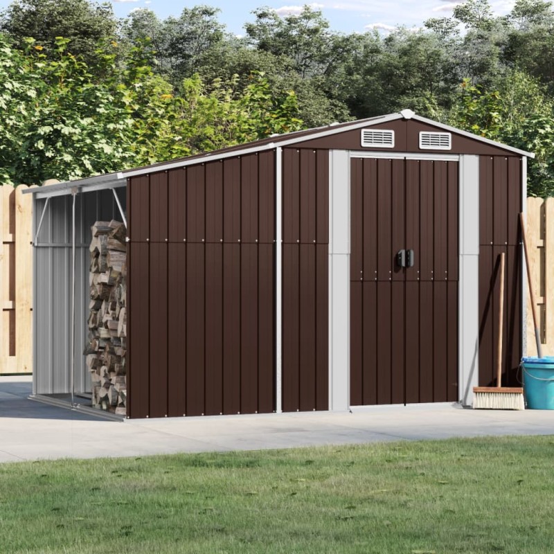 vidaXL Gerätehaus Braun 277x192,5x179 cm Verzinkter Stahl vidaXL Gerätehaus Braun 277x192,5x179 cm Verzinkter Stahl