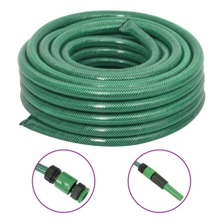 vidaXL Gartenschlauch mit Armaturen-Set Grün 0,9" 100 m PVC